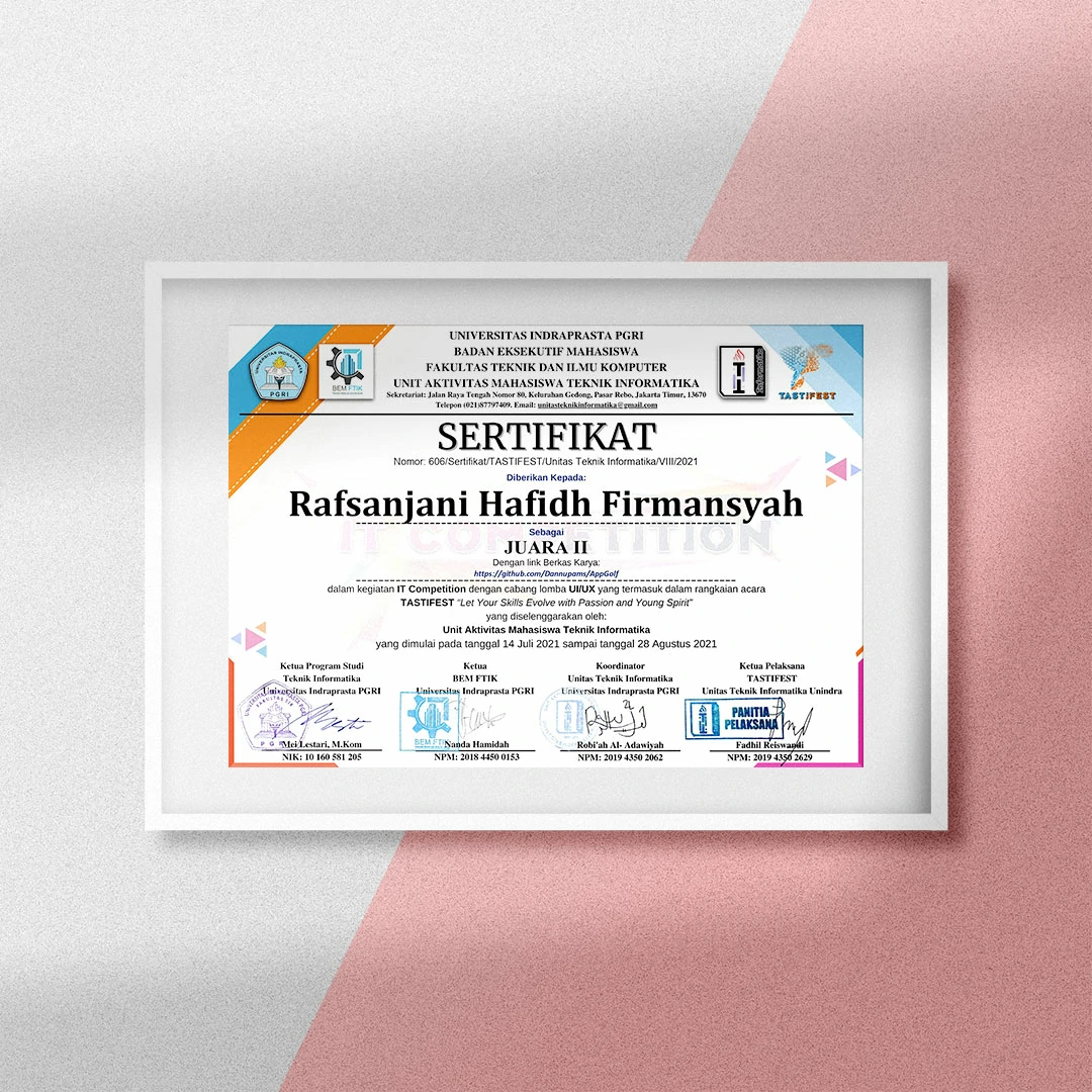 Juara 2 UI/UX Design - IT Competition Tastifest & Unindra